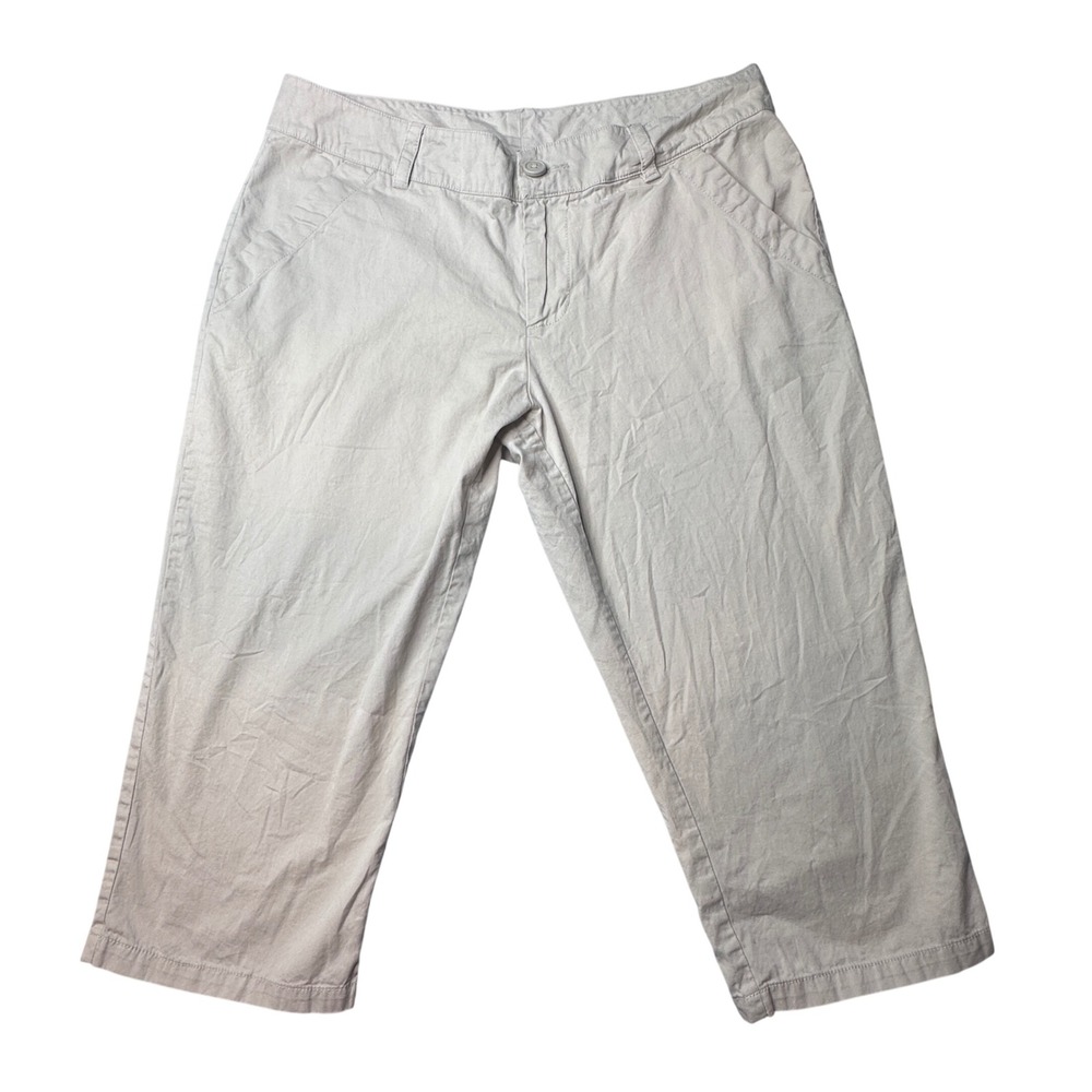 Columbia Pants Womens 12 Tan Capri Cropped Hiking Outdoor Cotton Twill Khaki